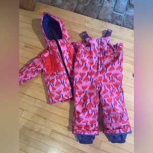 Hanna Andersson Toddler Snow Bib & Jacket Sunset Tulip 3T/4T EUC